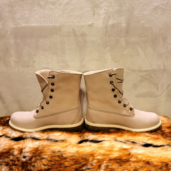 Timberland Authentic Teddy Fleece ~ Fold Down ~ White Sz 7.5 NWT - Picture 8 of 11
